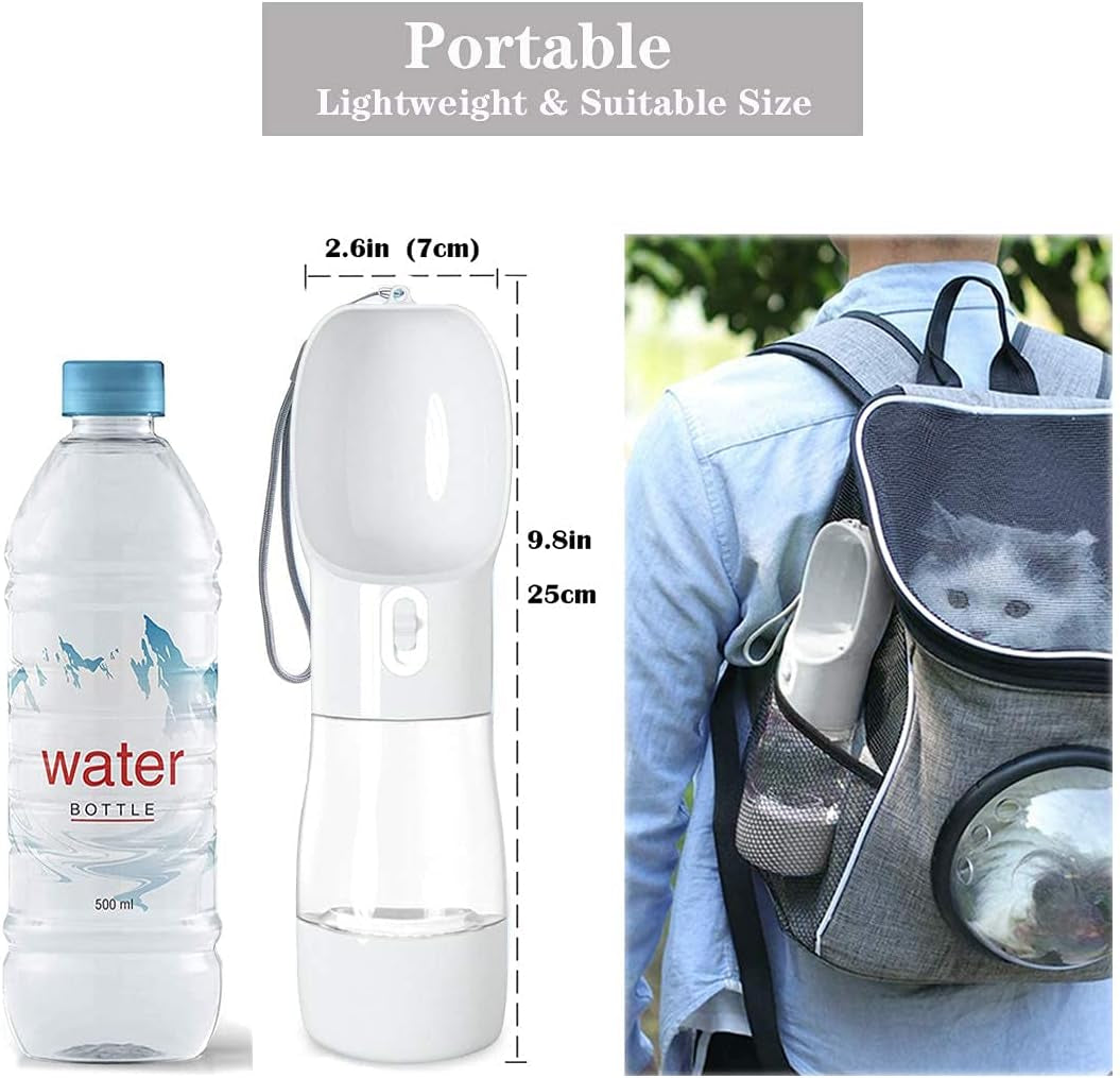 3 in 1 Portable Dog Water Bottle with Dog Bowl and Food Container, Dog Travel Water Bottle Dispenser for Walking Hiking Drinking