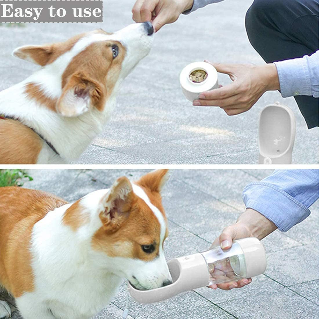 3 in 1 Portable Dog Water Bottle with Dog Bowl and Food Container, Dog Travel Water Bottle Dispenser for Walking Hiking Drinking