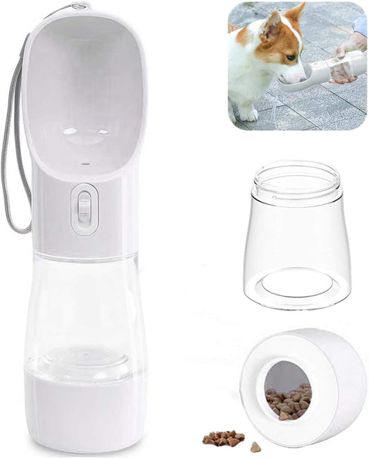 3 in 1 Portable Dog Water Bottle with Dog Bowl and Food Container, Dog Travel Water Bottle Dispenser for Walking Hiking Drinking